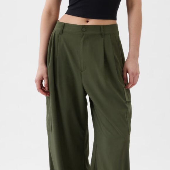 Gap Cargo Joggers Womens Large Green High Rise Lightweight Relaxed Pants - Picture 8 of 13